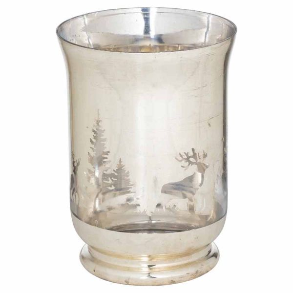 The Noel Collection Silver Forest Large Candle Holder - L14 x W14 x H20 cm