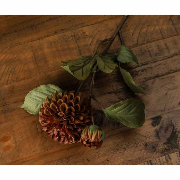 Deep Mustard Dahlia Stem Artificial Plant - Plastic - L28 x W28 x H62 cm
