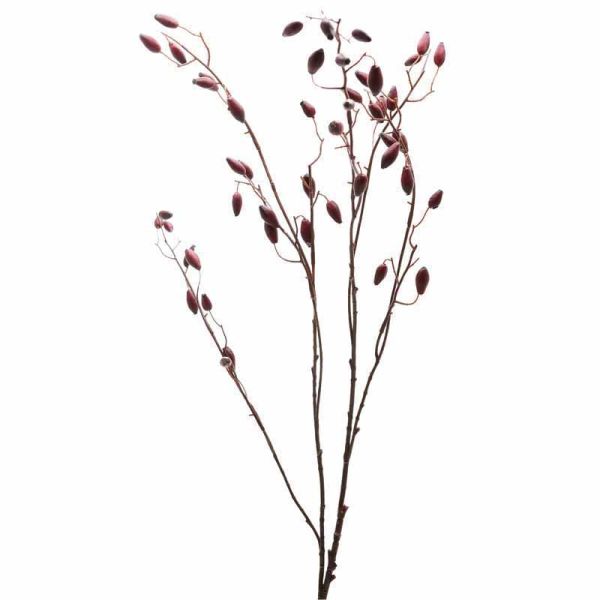 Burgundy Rosehip Stem Artificial Plant - Plastic - L17 x W17 x H108 cm - Red