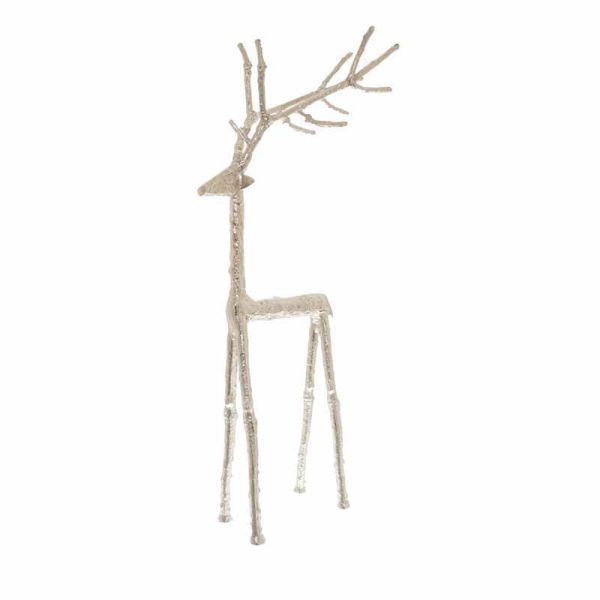 Large Standing Stag Ornament - Metal - L21 x W28 x H69 cm - Silver