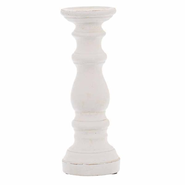 Small Column Candle Holder - Ceramic - L12 x W12 x H31 cm - Matt White