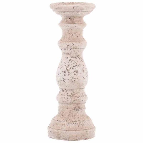 Small Column Candle Holder - Ceramic - L12 x W12 x H31 cm - Stone
