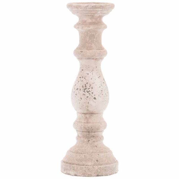 Large Column Candle Holder - Ceramic - L16 x W16 x H45 cm - Stone