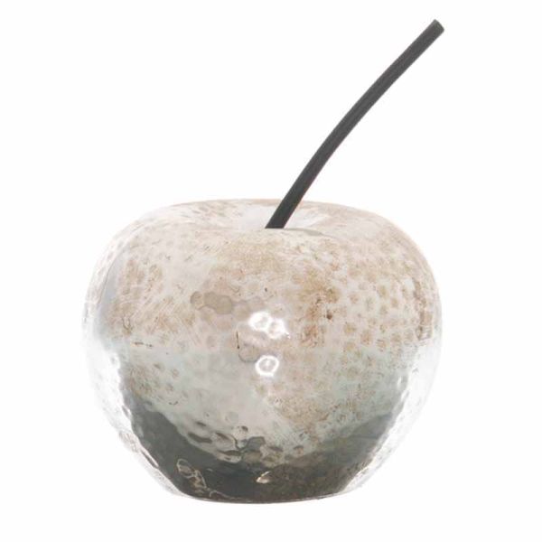 Small Apple Ornament - Ceramic - L10 x W10 x H13 cm - Silver