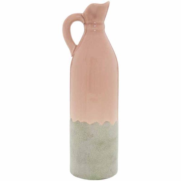 Decorative Tall Blush Stoneware Jug - Ceramic - L15 x W15 x H46 cm