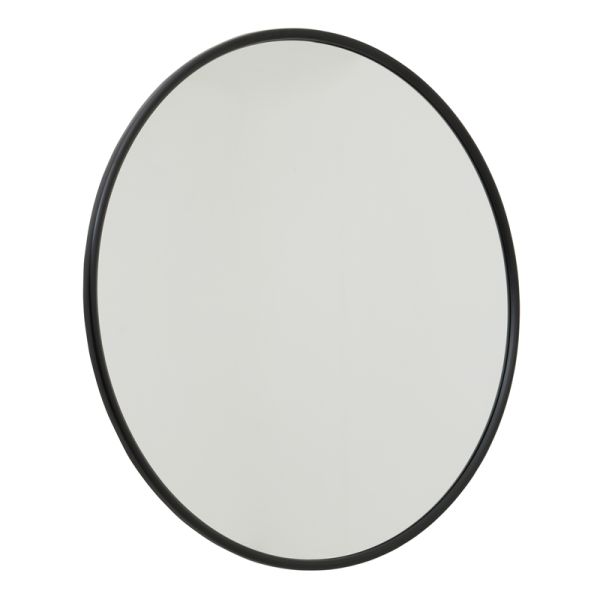 Black Large Circular Metal Wall Mirror - L2 x W120 x H120 cm