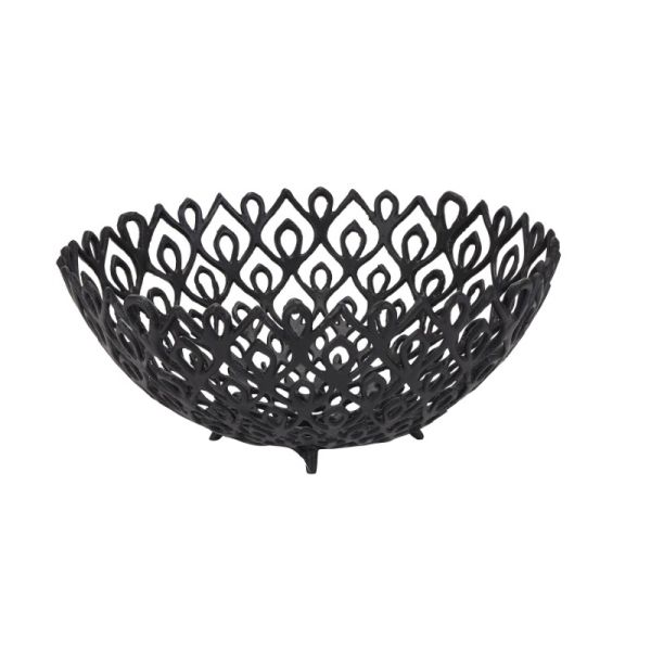 Cast Large Lattice Bowl - Aluminium - L47 x W47 x H20 cm - Black