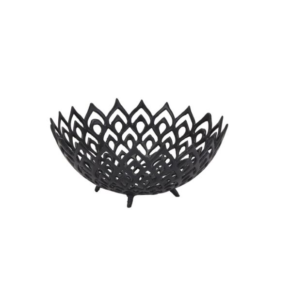 Cast Lattice Bowl - Aluminium - L32 x W32 x H13 cm - Black