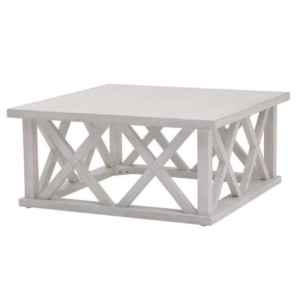 Stamford Plank Collection Square Coffee Table - Pine - L100 x W100 x H45 cm - White