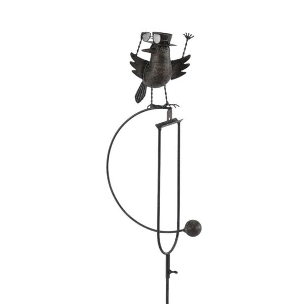 Bird Rocker Garden Stake - Metal - L5 x W10 x H44 cm