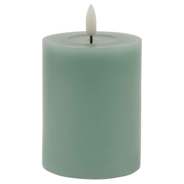 Luxe Collection Melt Effect LED Candle - Wax - L8 x W8 x H10 cm - Sage