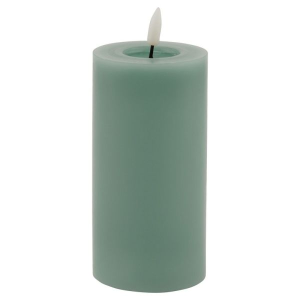 Luxe Collection Melt Effect LED Candle - Wax - L8 x W8 x H15 cm - Sage