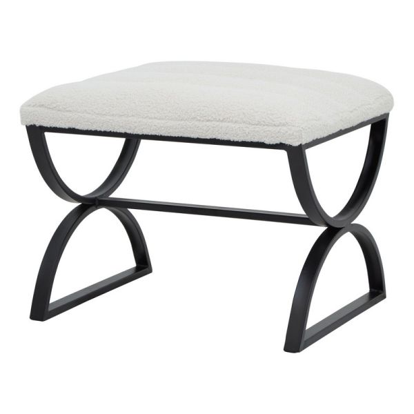 Boucle Ribbed Footstool - Metal - L45 x W46 x H56 cm - Black