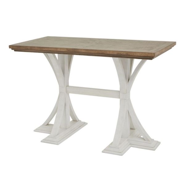 Luna Collection Rectangular Bar Table - Pine - L75 x W150 x H100 cm - White
