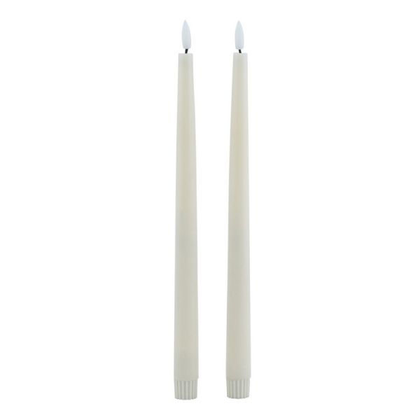 Luxe Collection LED Dinner Candles (Set of 2) - Wax - L2 x W2 x H25 cm - Taupe