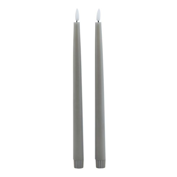 Luxe Collection LED Dinner Candles (Set of 2) - Wax - L2 x W2 x H25 cm - Grey