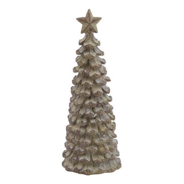 Small Cedar Tree with Star - Resin - L6 x W6 x H17 cm - Beige