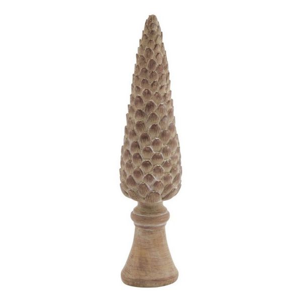 Medium Pinecone Sculpture on Base - Resin - L6 x W6 x H26 cm - Brown