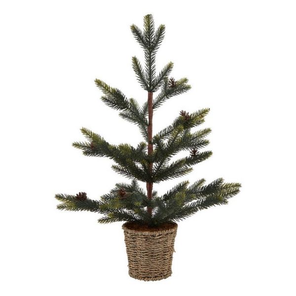 Medium Spruce Tree with Wicker Basket - Plastic - L30 x W30 x H61 cm - Green