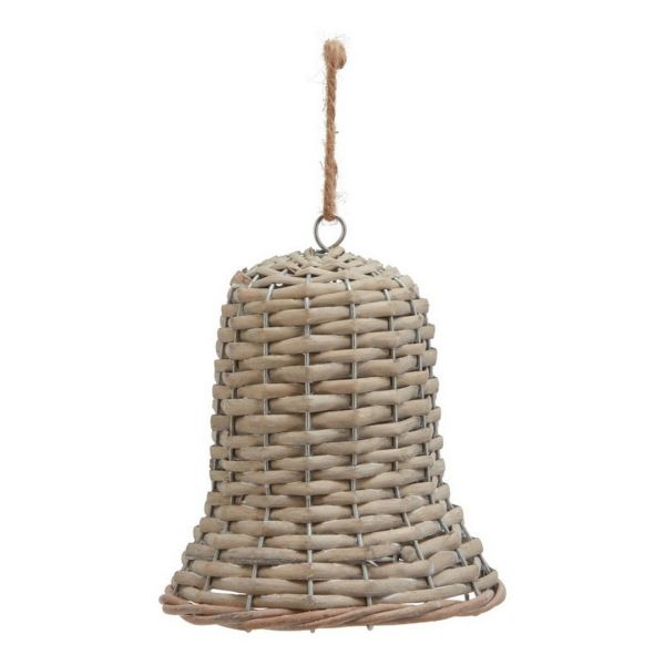 The Noel Collection Large Bell Decoration - Wicker - L8 x W8 x H15 cm - Brown