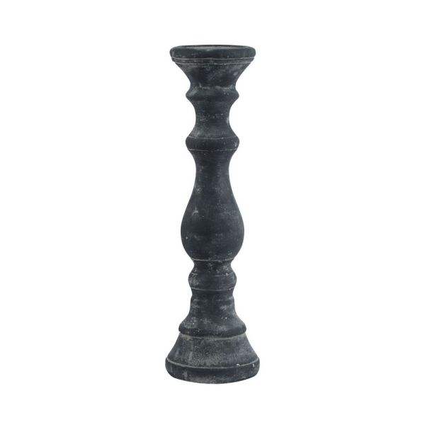 Amalfi Large Column Candle Holder - Ceramic - L12 x W12 x H40 cm - Grey