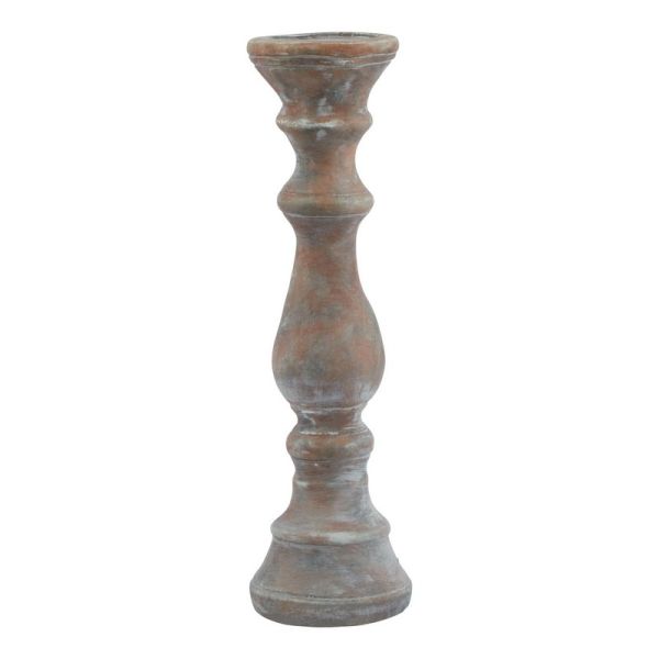 Siena Large Column Candle Holder - Ceramic - L12 x W12 x H40 cm - Brown