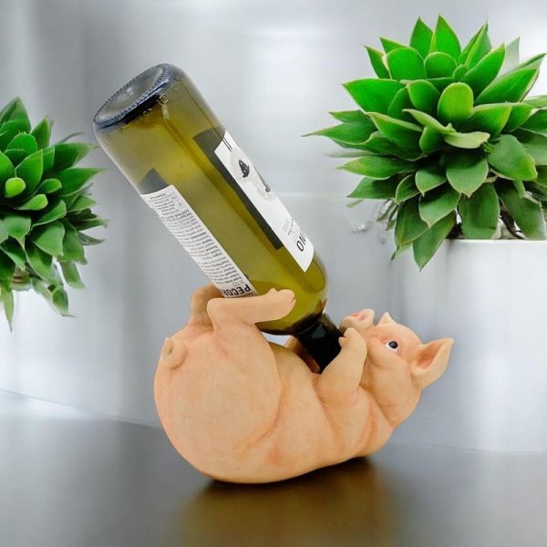 Decorative Pig Wine Bottle Holder Ornament - Resin - L15 x W23 x H25 cm