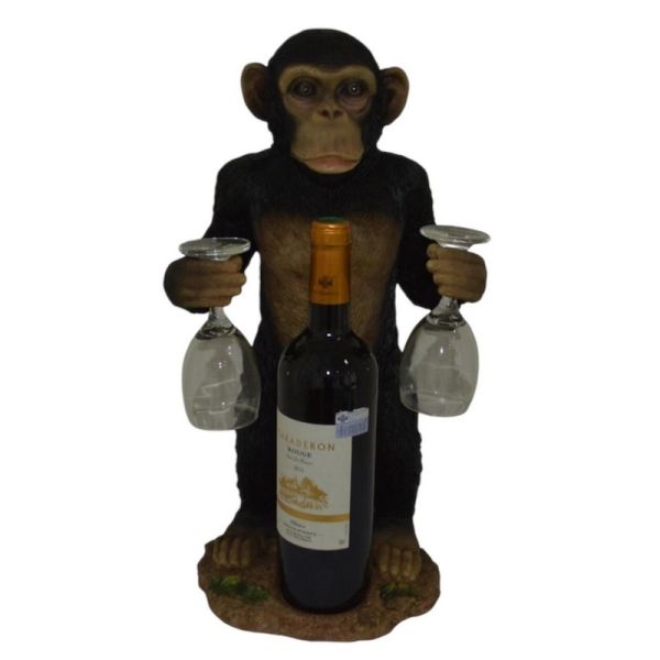 Decorative Monkey Wine Bottle Holder Ornament - Resin - L21 x W25 x H46 cm