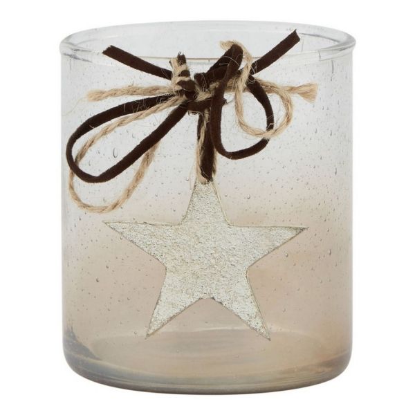 Coffee Ombre Collection Candle Holder Votive with Star - Glass - L8 x W8 x H9 cm
