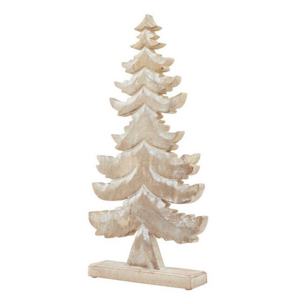 White Wash Collection Large Tiered Tree Decoration - Wood - L6 x W27 x H50 cm - Brown