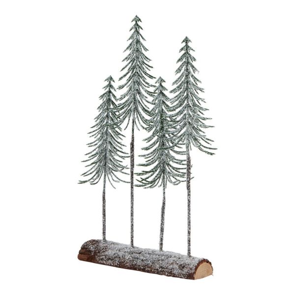 Medium Snowy Spindle Tree Quad in Wood Log - Plastic - W20 x H35 cm - Brown
