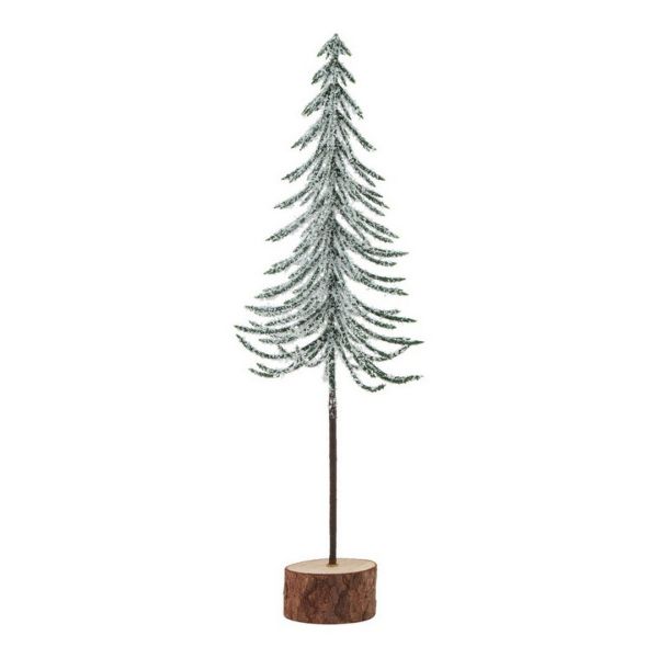 Small Snowy Spindle Tree in Wood Log - Plastic - Height 25 cm - Brown