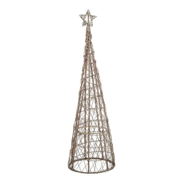 Large Led Christmas Tree with Star - Wicker - L40 x W40 x H130 cm - Brown