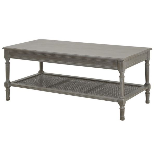 The Serene Rattan Collection Coffee Table - Wood - L60 x W120 x H48 cm - Grey