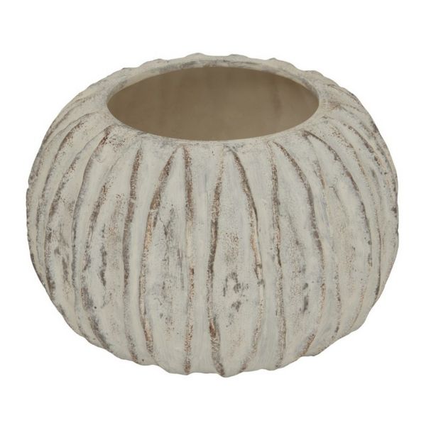 Lorenzo Rotund Fin Vase - Ceramic - L30 x W30 x H20 cm - White