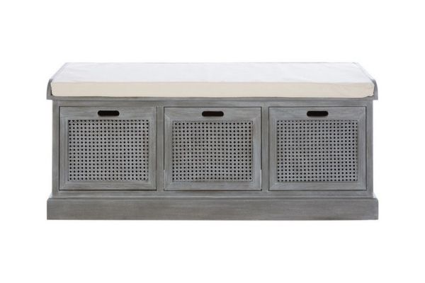 Heritage Three Drawer Storage Bench - Wood - L40 x W120 x H50 cm - Slate Grey