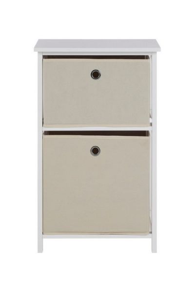 Lindo 2 Drawers Cabinet - Wood/Textile - L40 x W29 x H63 cm - Natural Coloured Fabric