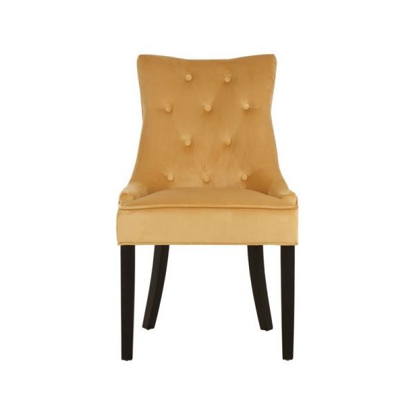 Daxton Velvet Dining Chair - Synthetic/Textile/Wood - L62 x W55 x H93 cm - Black/Natural