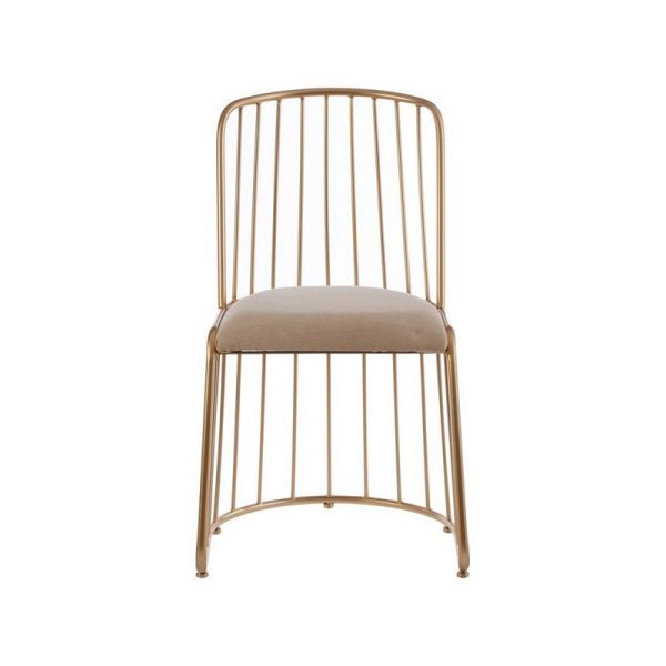 Lexi Dining Chair with Linen Seat - Metal/Textile - L48 x W48 x H84 cm - White/Gold