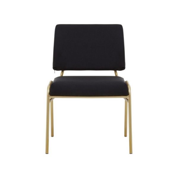 Lexa Linen Dining Chair - Textile/Metal - L45 x W53 x H80 cm - Black/Gold