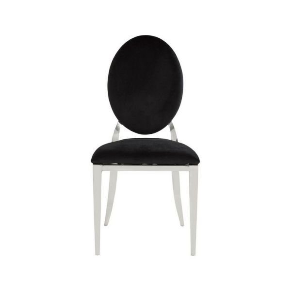Sarita Stackable Dining Chair - Wood/Metal/Synthetic/Textile - L55 x W47 x H92 cm - Black/Silver