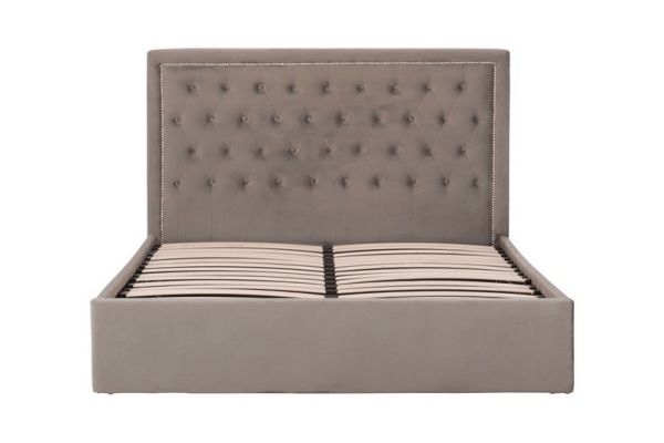 Hannah Kingsize Ottoman Bed - Metal/Wood/Textile - L216 x W158 x H110 cm - Beige