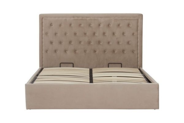 Hannah Double Ottoman Bed - Metal/Wood/Textile - L161 x W145 x H95 cm - Mint Velvet