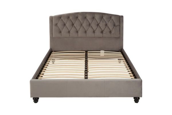 Josephine Steel Shade Double Bed - Wood/Textile - L209 x W147 x H102 cm - Grey