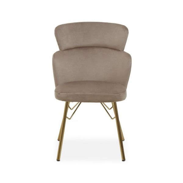 Veneto Velvet Chair - Wood/Textile/Synthetic/Metal - L63 x W53 x H86 cm - Brown