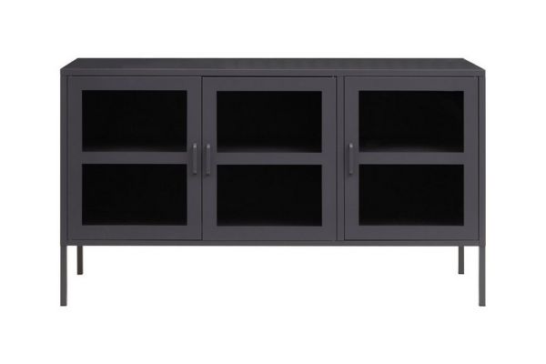 Acier Three Door Sideboard - Metal - L45 x W140 x H80 cm - Grey