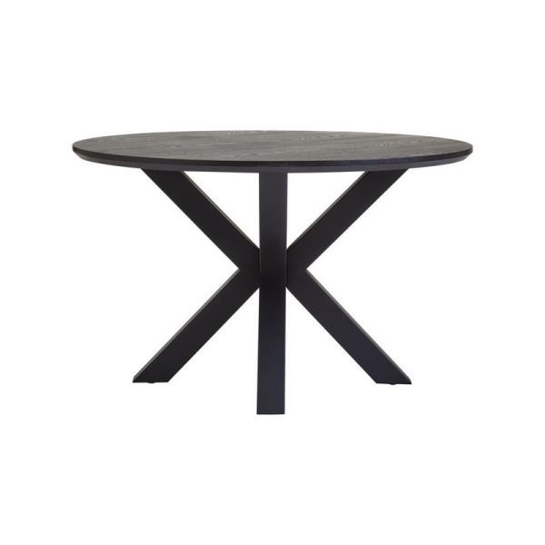 Salford Dining Table - Wood/Metal - L120 x W75 x H120 cm - Black/Clear