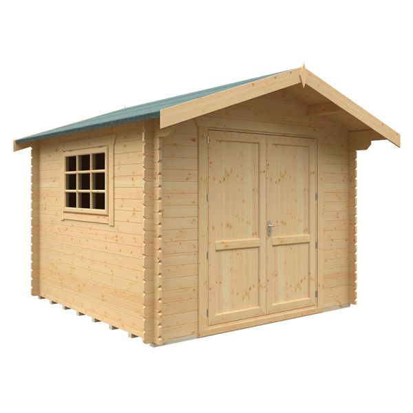 10x10 The Marlborough 28mm Cabin - L295 x W295 x H261.6 cm - Solid Wood/Softwood/Pine - Natural