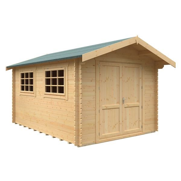 14x10 The Marlborough 28mm Cabin - L415 x W295 x H261.6 cm - Solid Wood/Softwood/Pine - Natural