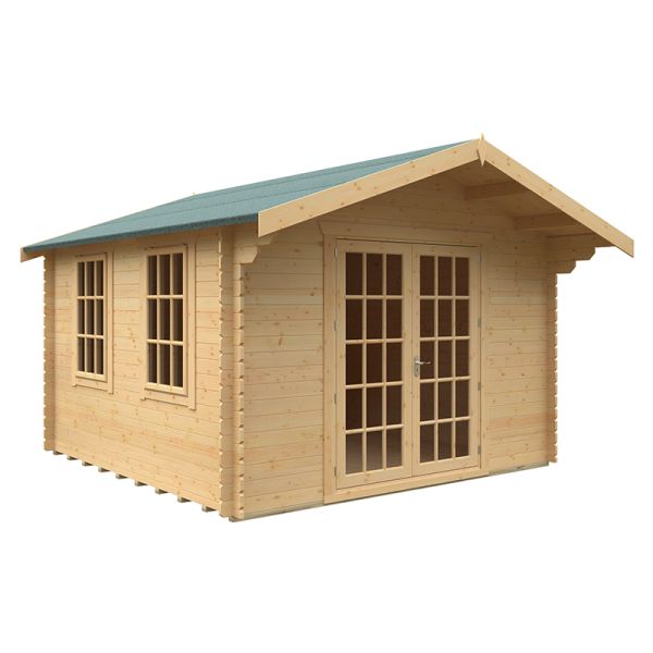 12x12 The Lotherton 28mm Cabin - L355 x W355 x H271.9 cm - Solid Wood/Softwood/Pine - Natural